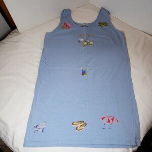 T-Zers Beefy Tee Dress Blue Embroidered Appliques Antigua Medium Casual Beach